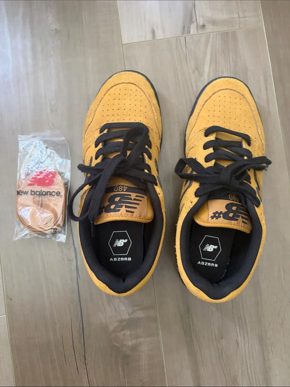 New Balance 480 Tobacco and Black Suede Sneakers
